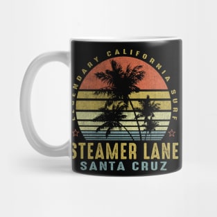 Steamer Lane Retro Palm Sunset - Beach Gift Mug